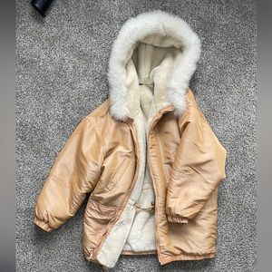 Albert Nipon Sport Genuine Fox Fur Jacket Women's Hooded Parka - Medium